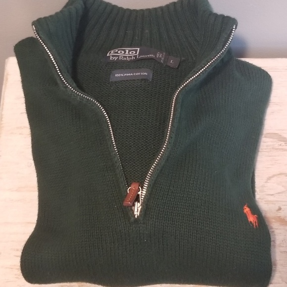 Men's Green Half Zip Ralph Lauren Sweater LG - Picture 1 of 7